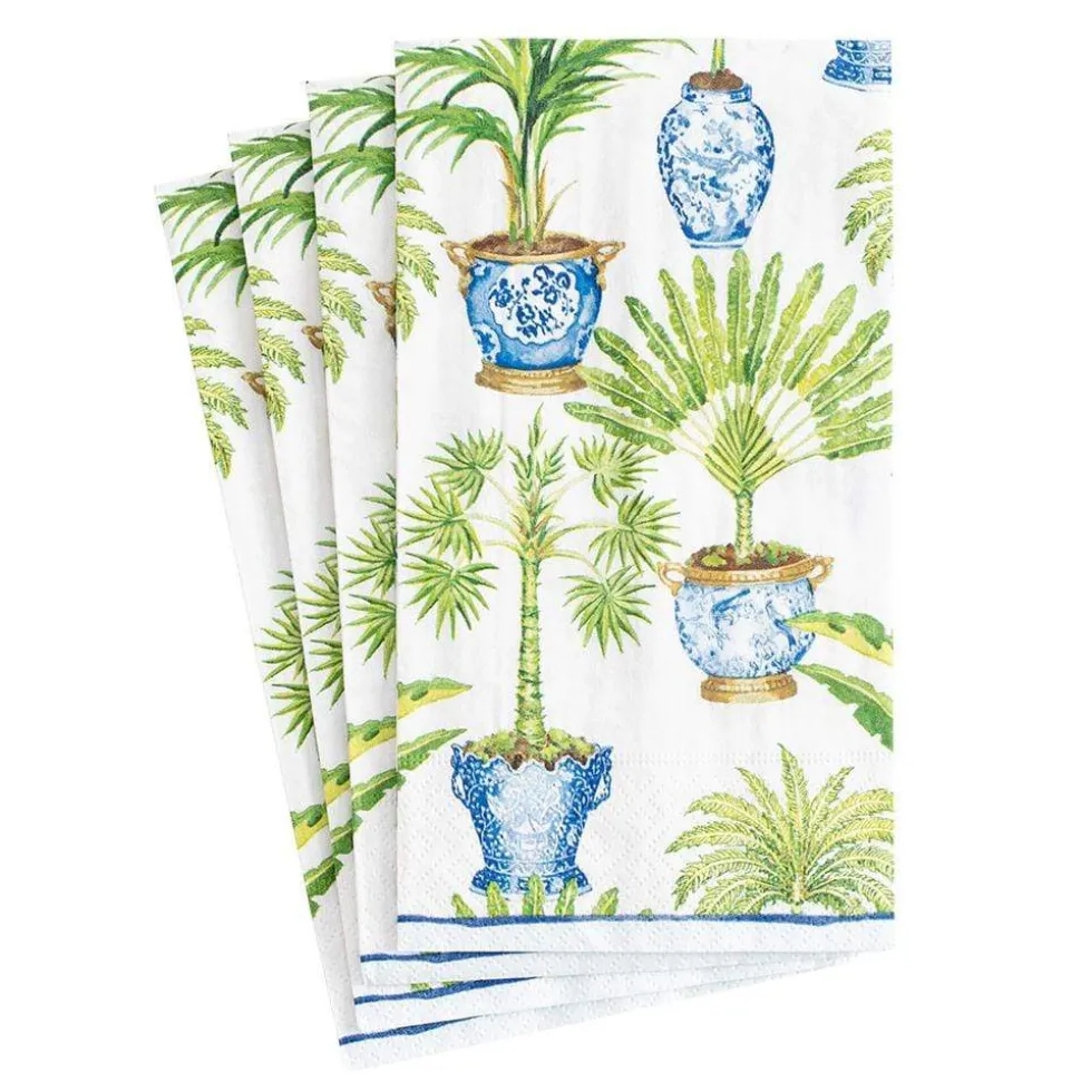 Potted Palms Paper Guest Towel Napkins in White - 15 Per Package