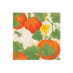 Pumpkin Chintz White Boxed Cocktail Napkins - 40 Per Box