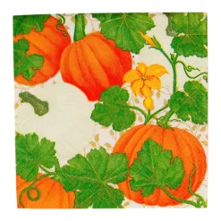 Pumpkin Chintz White Cocktail Napkins - 20 Per Package
