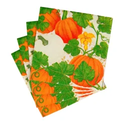 Pumpkin Chintz White Cocktail Napkins - 20 Per Package