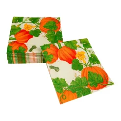 Pumpkin Chintz White Cocktail Napkins - 20 Per Package