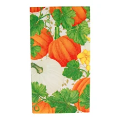 Pumpkin Chintz White Guest Towel Napkins - 15 Per Package