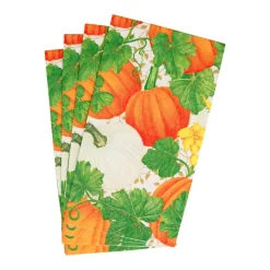 Pumpkin Chintz White Guest Towel Napkins - 15 Per Package