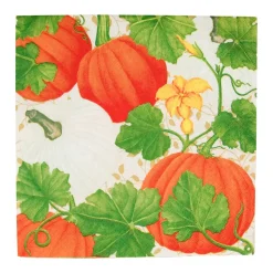 Pumpkin Chintz White Luncheon Napkins - 20 Per Package
