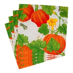 Pumpkin Chintz White Luncheon Napkins - 20 Per Package