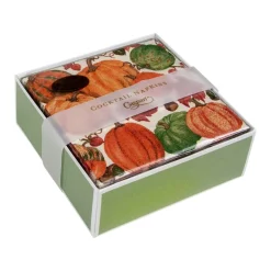 Pumpkin Field Boxed Paper Cocktail Napkins in White - 40 Per Box