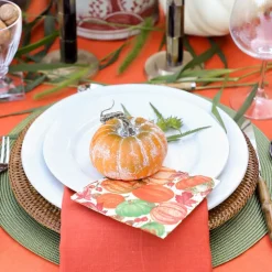Pumpkin Field Boxed Paper Cocktail Napkins in White - 40 Per Box