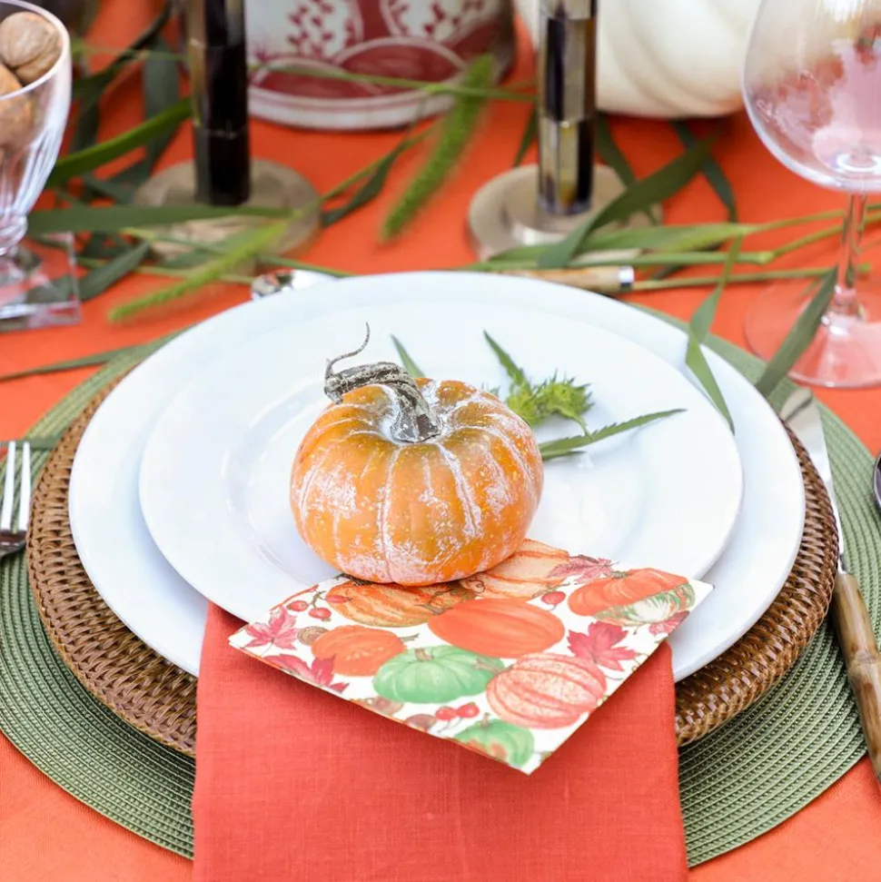 Pumpkin Field Paper Cocktail Napkins in White - 20 Per Package