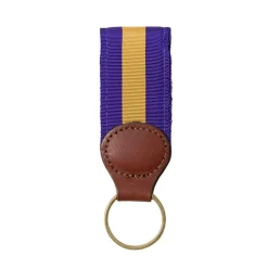 Purple & Gold Key Ring with Leather Trim