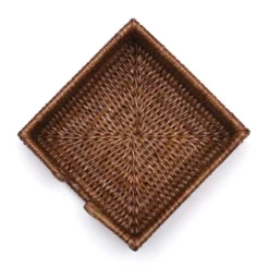 Rattan Cocktail Napkin Holder in Dark Natural - 1 Each