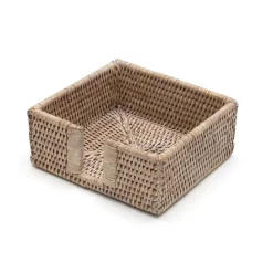 Rattan Cocktail Napkin Holder in White Natural - 1 Each