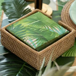 Rattan Cocktail Napkin Holder in White Natural - 1 Each