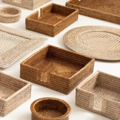 Rattan Guest Towel Napkin Holder in Dark Natural - 1 Each