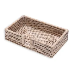 Rattan Guest Towel Napkin Holder in White Natural - 1 Each
