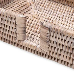 Rattan Guest Towel Napkin Holder in White Natural - 1 Each