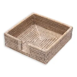 Rattan Luncheon Napkin Holder in White Natural - 1 Each