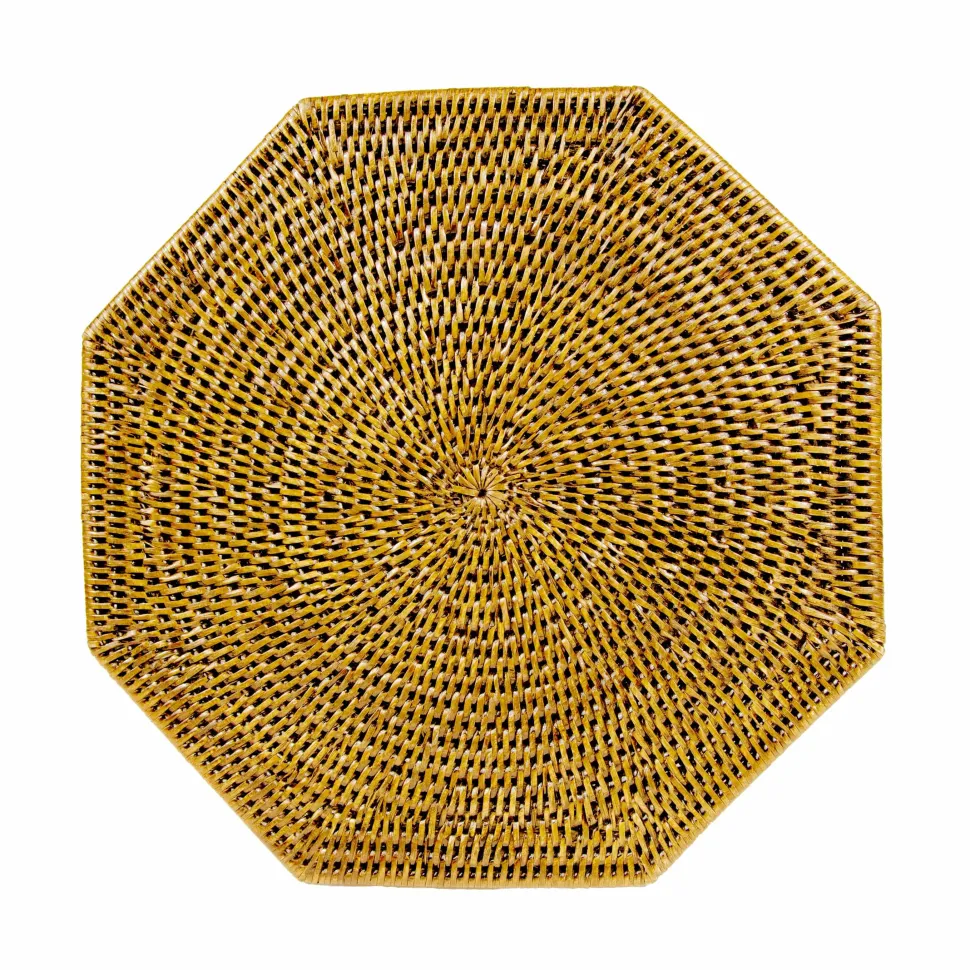 Rattan Octagonal Placemat in Honey - 1 Placemat