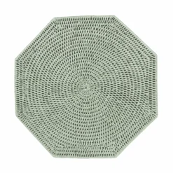 Rattan Octagonal Placemat in Green - 1 Placemat