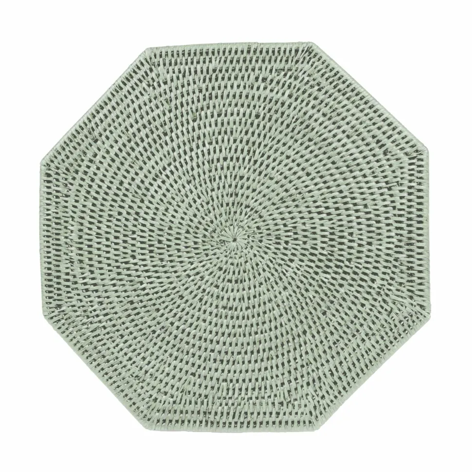 Rattan Octagonal Placemat in Green - 1 Placemat