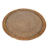 Rattan Round Cheese Tray with Glass insert in Natural - 17" Dia. x 1"H
