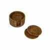 Rattan Round Coaster and Holder Set in Natural - Set of 6 Coasters and 1 Napkin Holder