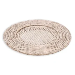 Rattan Round Plate Charger in White Natural - 1 Each