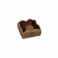 Rattan Scalloped Cocktail Napkin Holders in Natural - 1 Napkin Holder