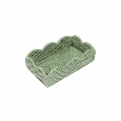 Rattan Scalloped Guest Towel Napkin Holders in Green - 1 Napkin Holder