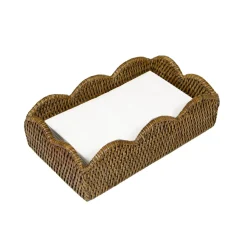 Rattan Scalloped Guest Towel Napkin Holders in Natural - 1 Napkin Holder