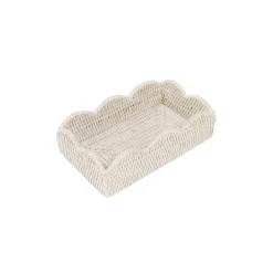 Rattan Scalloped Guest Towel Napkin Holders in Cream - 1 Napkin Holder