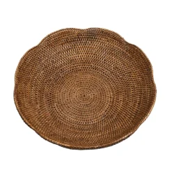 Rattan Scalloped Large Bowl in Natural - 5.5"H x 16" Diameter