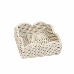 Rattan Scalloped Luncheon Napkin Holders in Cream - 1 Napkin Holder