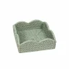 Rattan Scalloped Luncheon Napkin Holders in Green - 1 Napkin Holder