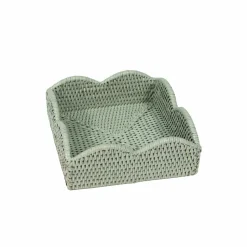 Rattan Scalloped Luncheon Napkin Holders in Green - 1 Napkin Holder