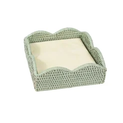 Rattan Scalloped Luncheon Napkin Holders in Green - 1 Napkin Holder