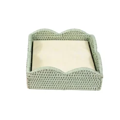 Rattan Scalloped Luncheon Napkin Holders in Green - 1 Napkin Holder