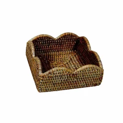 Rattan Scalloped Luncheon Napkin Holders in Natural - 1 Napkin Holder