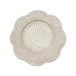 Rattan Scalloped Round Charger Plate in Cream - 1 Charger Plate