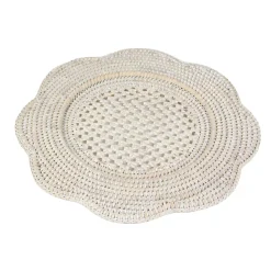 Rattan Scalloped Round Charger Plate in Cream - 1 Charger Plate