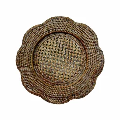 Rattan Scalloped Round Charger Plate in Natural - 1 Charger Plate