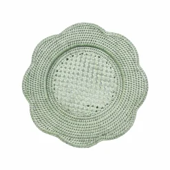 Rattan Scalloped Round Charger Plate in Green - 1 Charger Plate