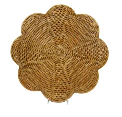 Rattan Scalloped Round Placemat in Natural - 1 Placemat