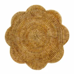 Rattan Scalloped Round Placemat in Honey - 1 Placemat