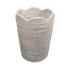 Rattan Scalloped Waste Basket in Cream - 12.5"H x 9.5" Diameter