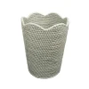 Rattan Scalloped Waste Basket in Green - 12.5"H x 9.5" Diameter