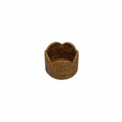 Rattan Scalloped Wine Coaster in Natural - 1 Coaster