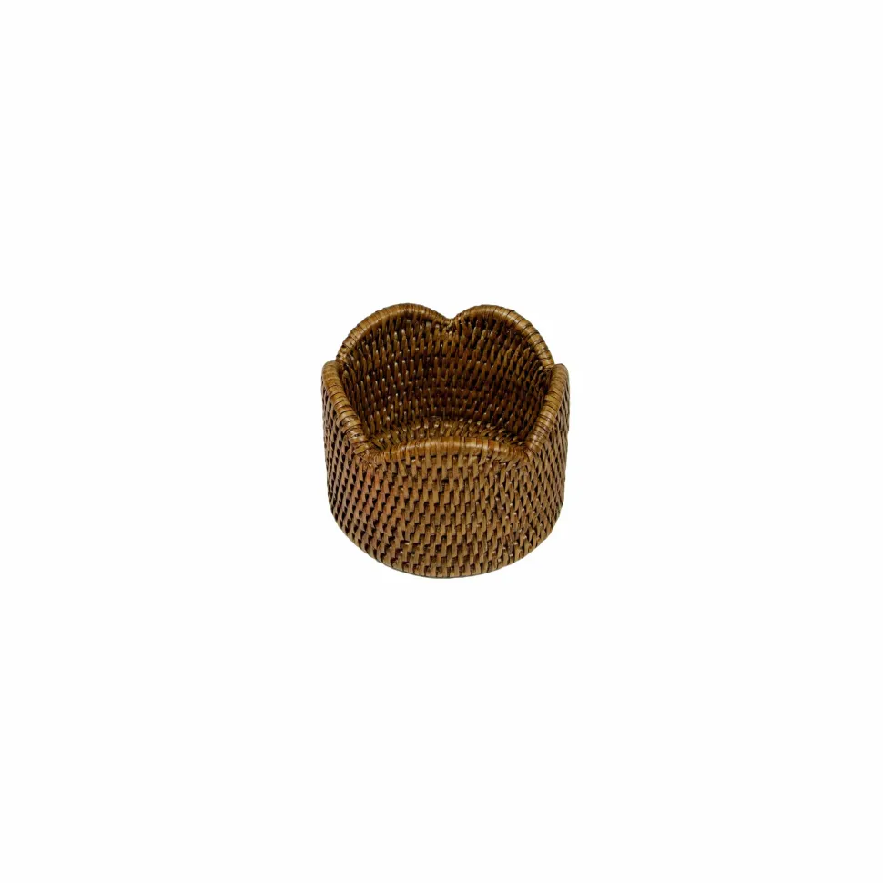 Rattan Scalloped Wine Coaster in Natural - 1 Coaster