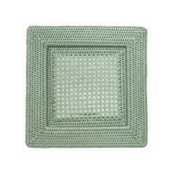 Rattan Square Charger Plate in Green - 1 Charger Plate