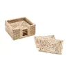 Rattan Square Coasters & Holder in White Natural - Set of 6