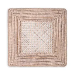 Rattan Square Plate Charger in White Natural - 1 Each